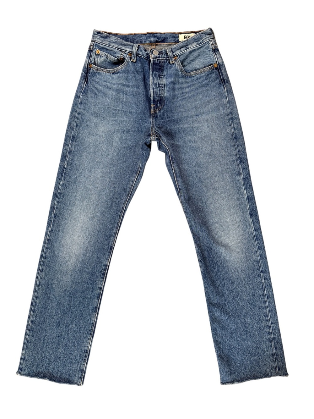 Levi’s 501 Plant-Based Straight Leg Jeans Button Fly Raw Hem Women’s W30 L29 - Picture 2 of 10